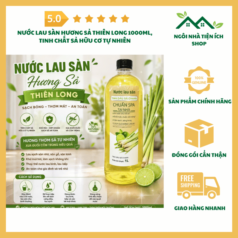 Nước Lau Sàn Hương Sả Thiên Long 1000ml tinh chất sả hữu cơ dùng vệ sinh nhà cửa