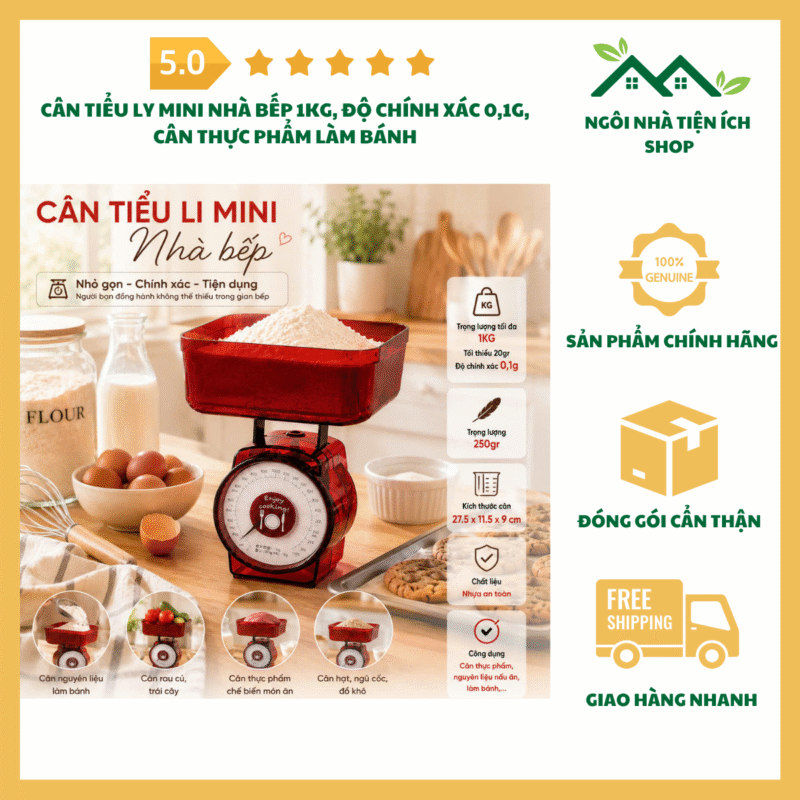 Cân Tiểu Ly Mini Nhà Bếp 1kg độ chia 0,1g dùng cân thực phẩm và nguyên liệu làm bánh