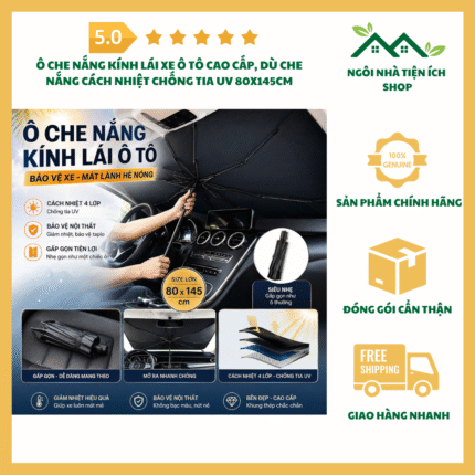 Ô Che Nắng Kính Lái Xe Ô Tô Cao Cấp 80x145cm gấp gọn chống tia UV bảo vệ nội thất xe